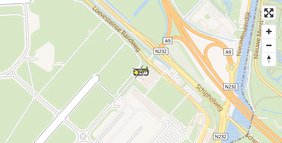Routekaart van de vlucht: Politieheli naar Schiphol, Loevesteinse Randweg