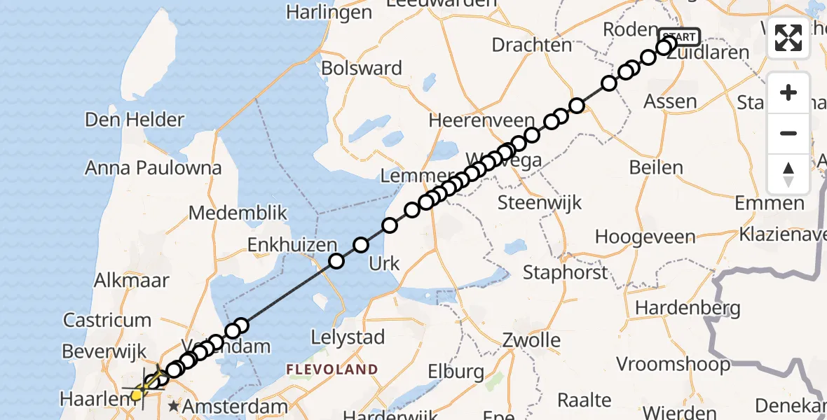 Routekaart van de vlucht: Lifeliner 1 naar Amsterdam Heliport, Lugtenbergerweg