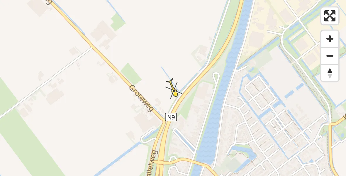 Routekaart van de vlucht: Lifeliner 1 naar 't Zand