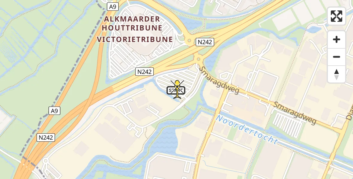 Routekaart van de vlucht: Lifeliner 1 naar Alkmaar, Parelweg