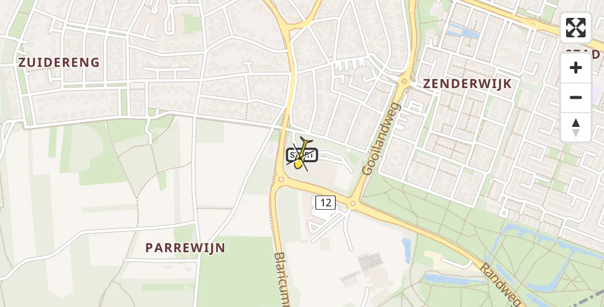 Routekaart van de vlucht: Lifeliner 3 naar Huizen, Blaricummerstraat