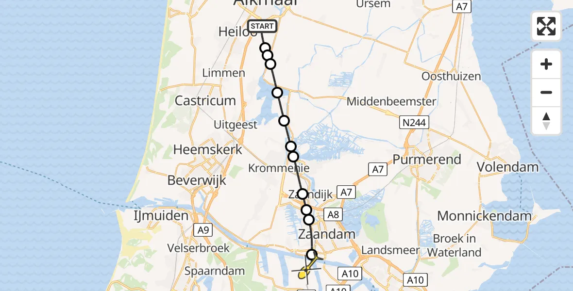 Routekaart van de vlucht: Lifeliner 1 naar Amsterdam Heliport, Fluorietweg