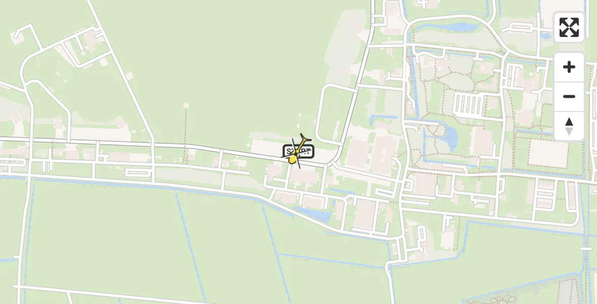 Routekaart van de vlucht: Ambulancehelikopter naar Vliegbasis Leeuwarden, Keegsdijkje