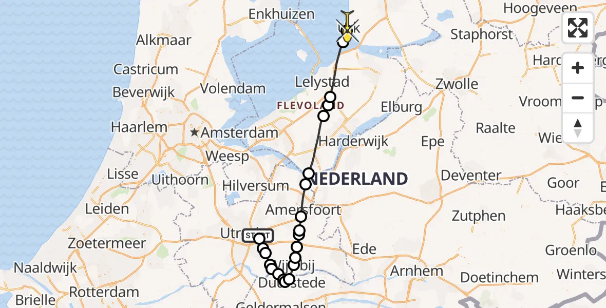 Routekaart van de vlucht: Lifeliner 3 naar Urk, Rijnsoever