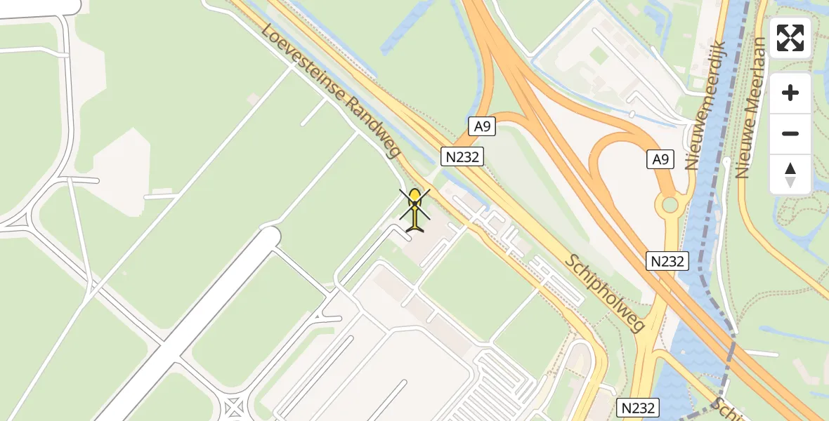 Routekaart van de vlucht: Politieheli naar Schiphol