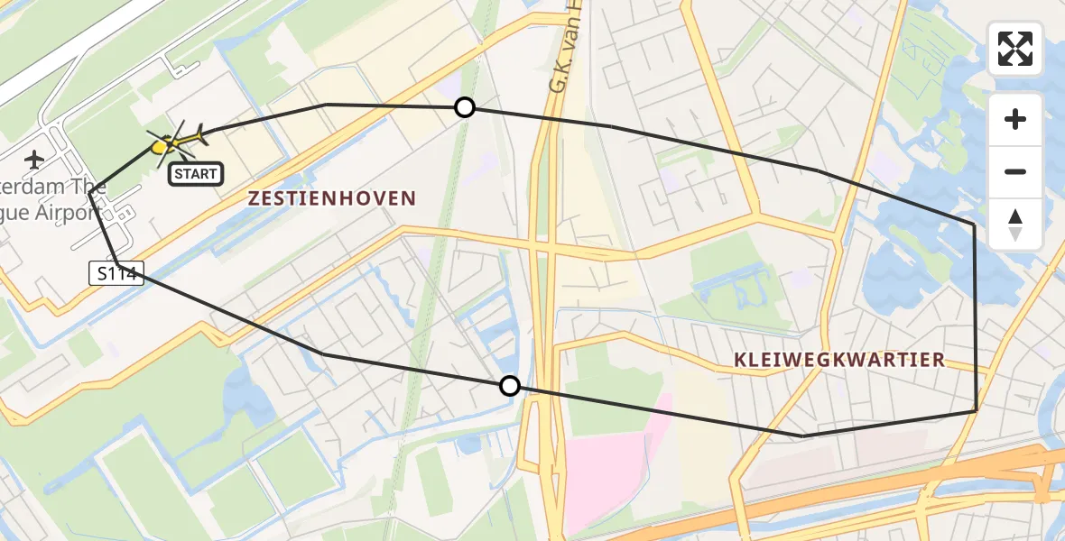Routekaart van de vlucht: Lifeliner 2 naar Rotterdam The Hague Airport, Brandenburgbaan