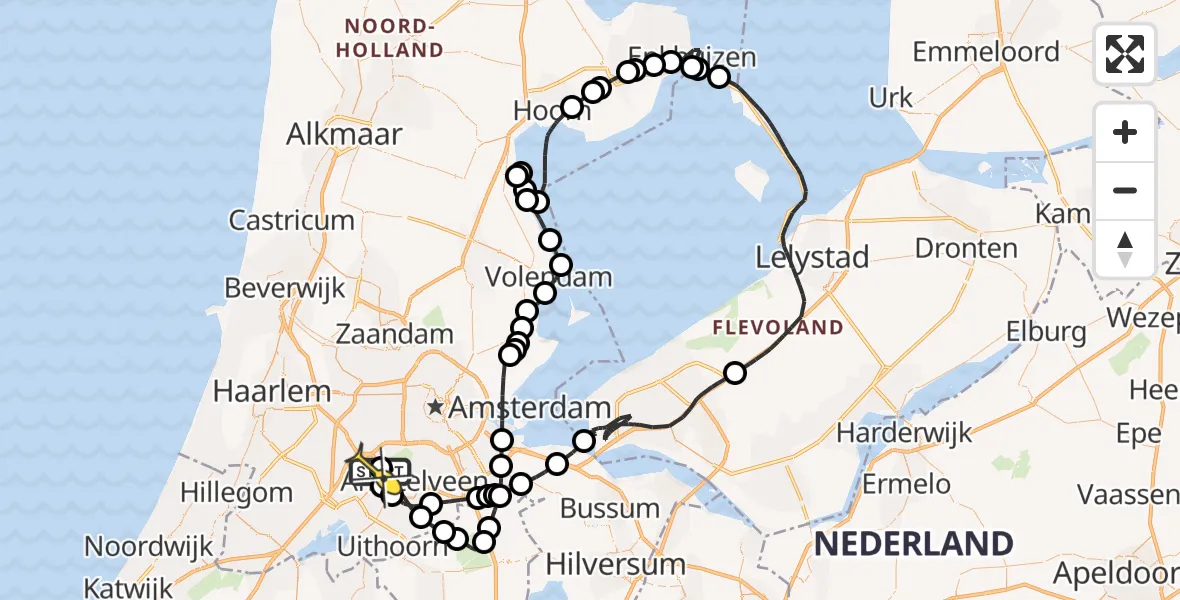 Vluchtroute Politiehelikopter van Schiphol naar Schiphol