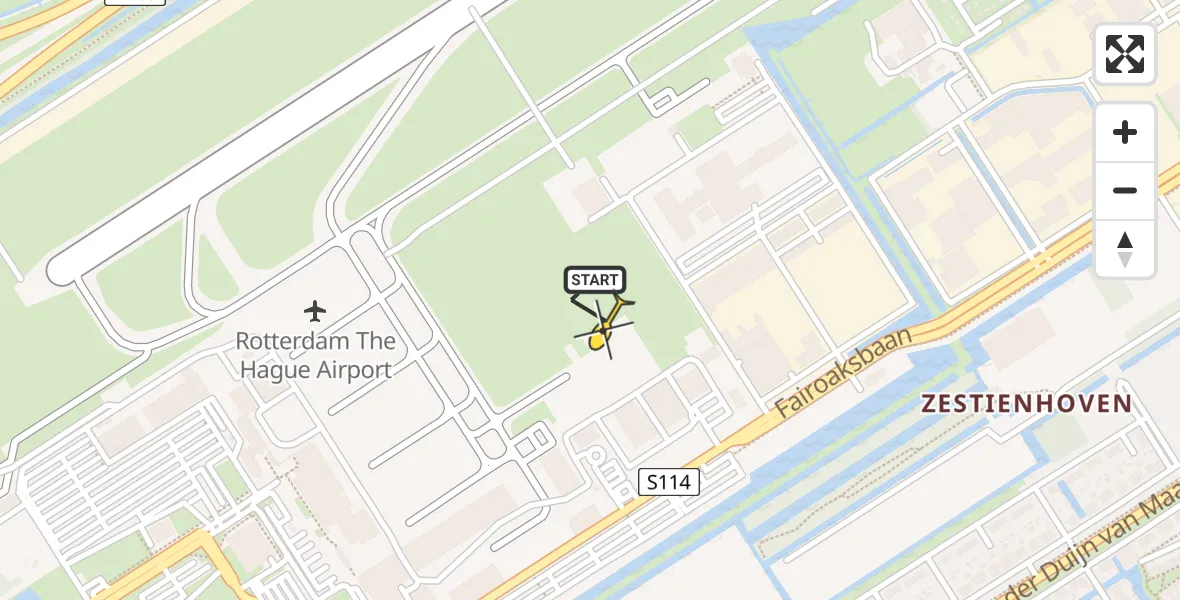 Routekaart van de vlucht: Politieheli naar Rotterdam The Hague Airport, Brandenburgbaan