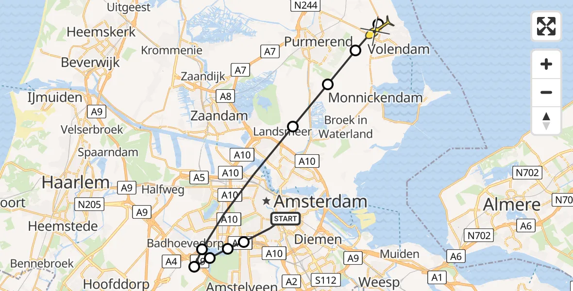Routekaart van de vlucht: Lifeliner 2 naar Edam, Lutmastraat