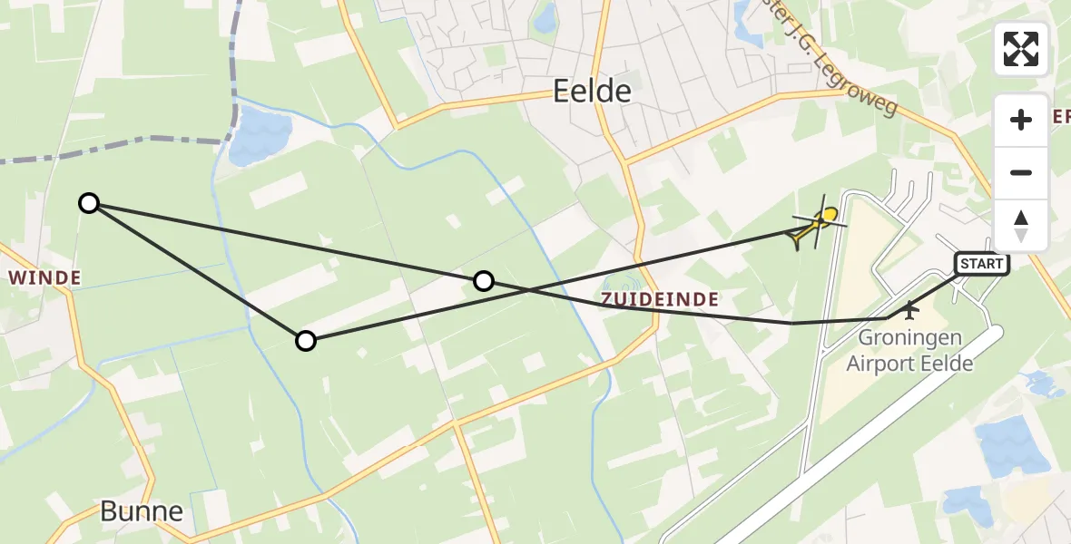 Routekaart van de vlucht: Lifeliner 4 naar Groningen Airport Eelde, Hoofdweg