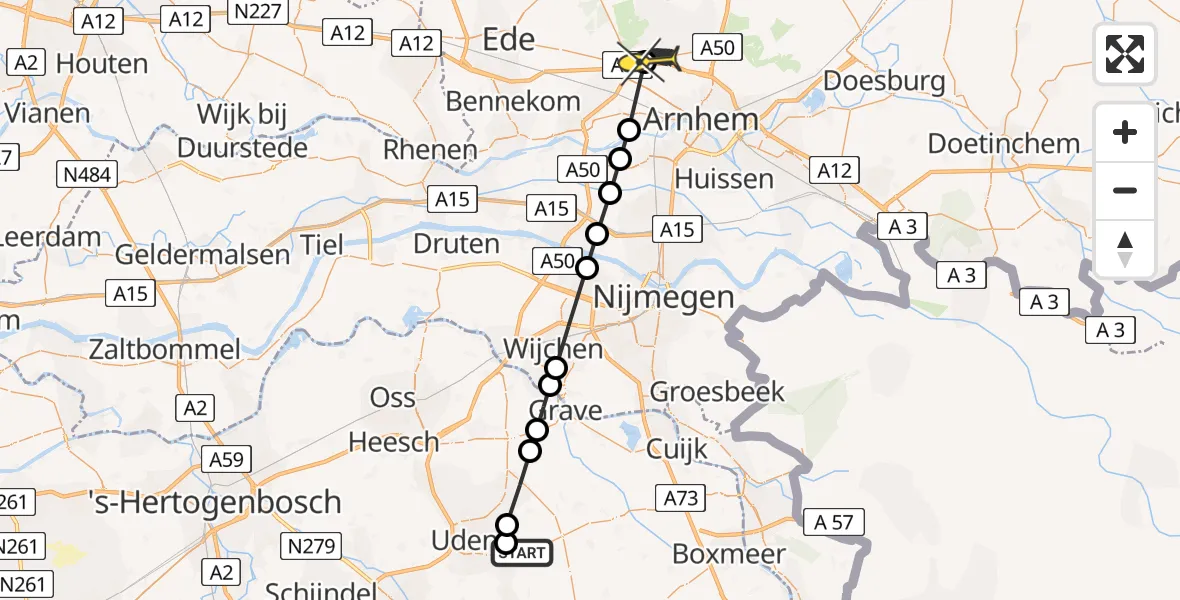 Routekaart van de vlucht: Politieheli naar Arnhem, Kromstraat