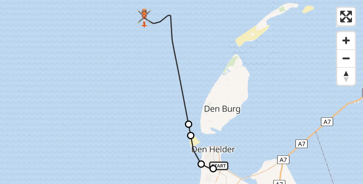 Vluchtroute Kustwachthelikopter Vliegveld De Kooy - , 03 november 2025, 16:16