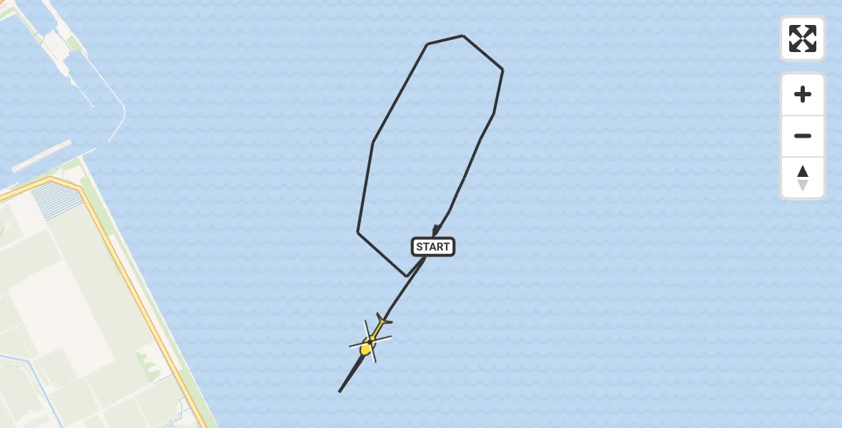 Routekaart van de vlucht: Kustwachthelikopter naar Wieringerwerf