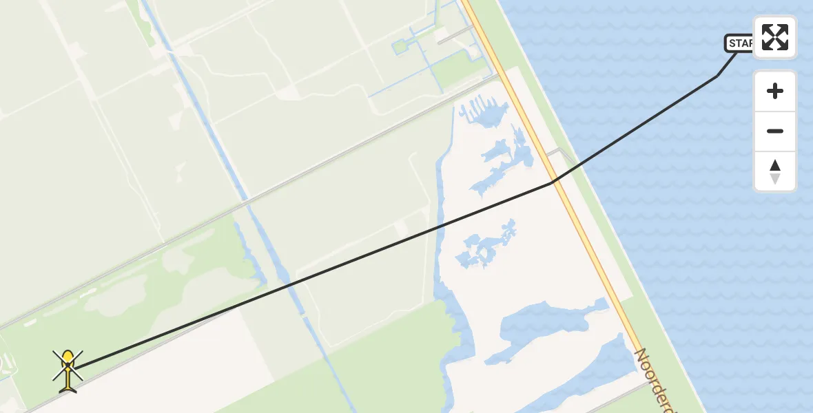 Routekaart van de vlucht: Kustwachthelikopter naar Wieringerwerf, Sluitgatweg