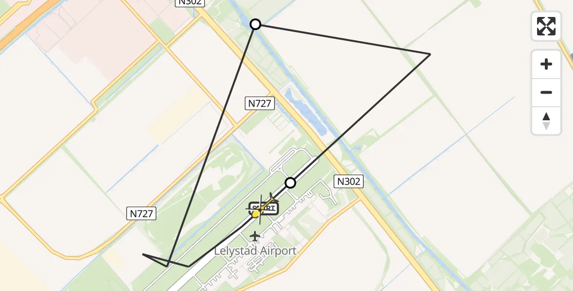 Routekaart van de vlucht: Politieheli naar Lelystad Airport, Talingweg