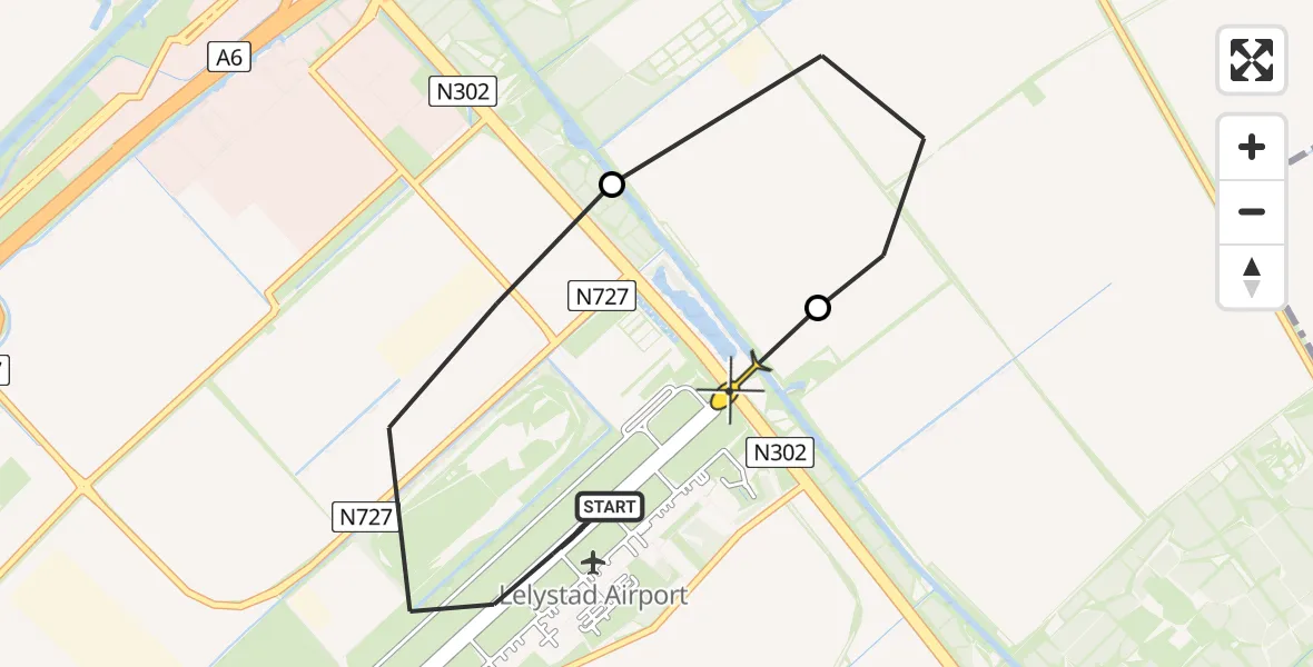 Routekaart van de vlucht: Politieheli naar Lelystad Airport, Eendenweg