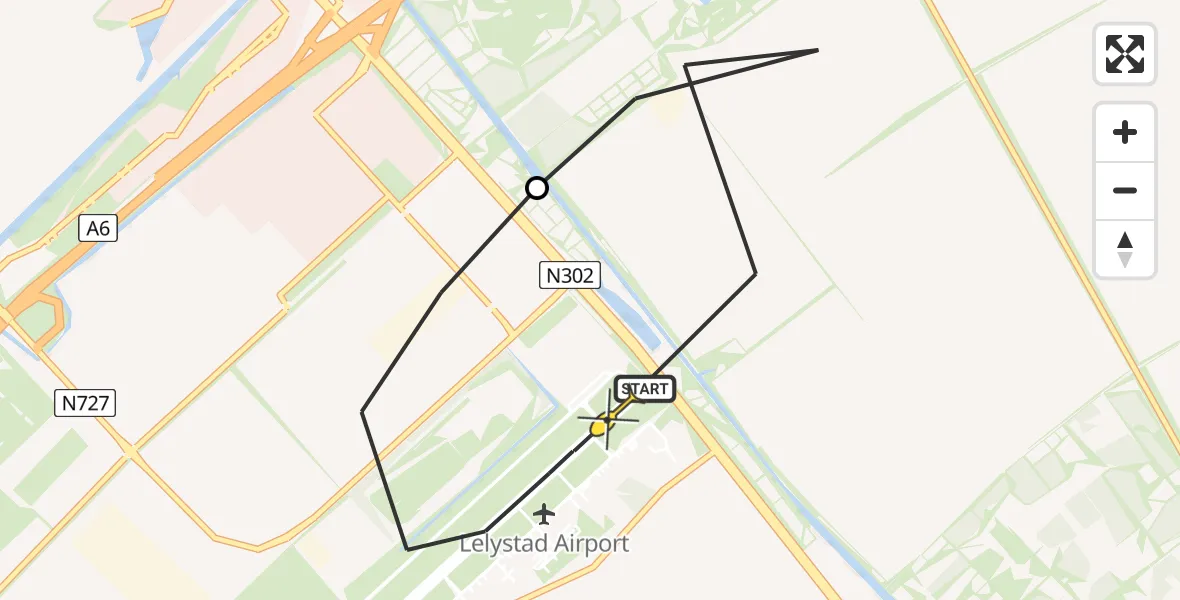 Routekaart van de vlucht: Politiehelikopter naar Lelystad Airport, Talingweg