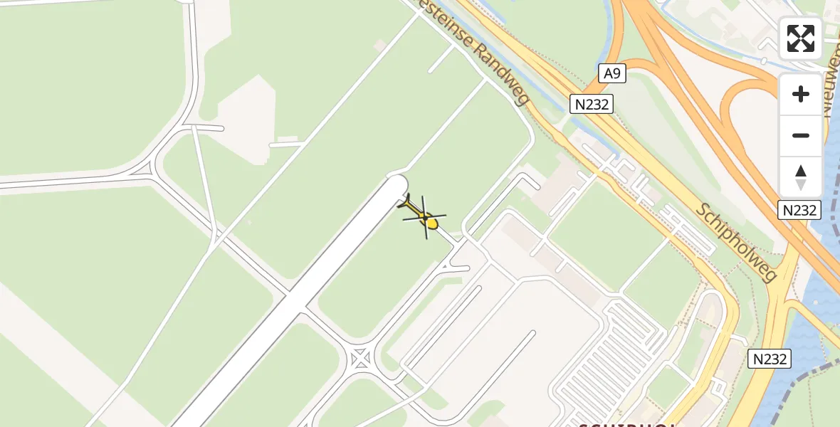 Vluchtroute Politiehelikopter van Schiphol naar Schiphol