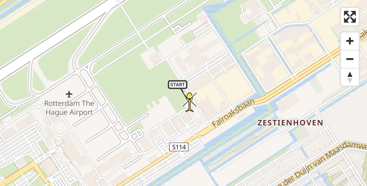 Routekaart van de vlucht: Lifeliner 2 naar Rotterdam The Hague Airport, Brandenburgbaan