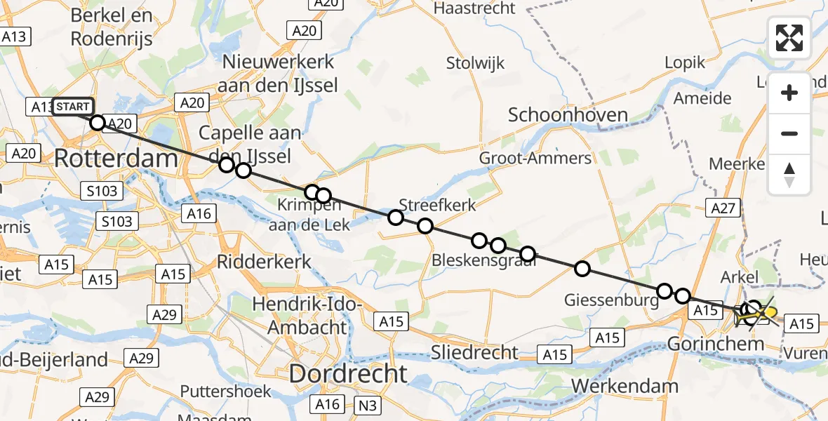 Routekaart van de vlucht: Lifeliner 2 naar Spijk, Buys Ballotlaan