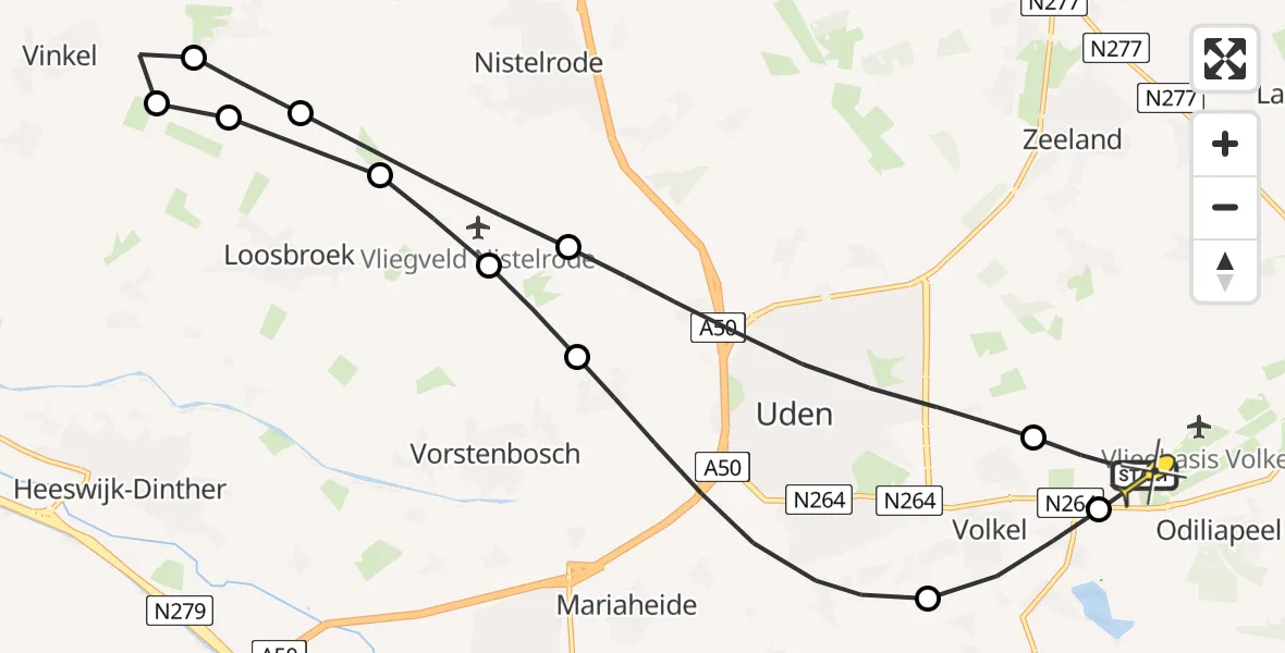 Routekaart van de vlucht: Lifeliner 3 naar Vliegbasis Volkel, Mandenmakerstraat