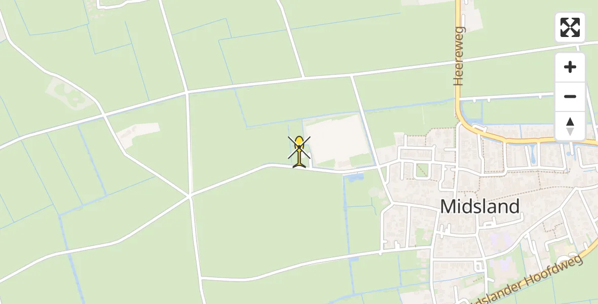 Routekaart van de vlucht: Ambulanceheli naar Midsland