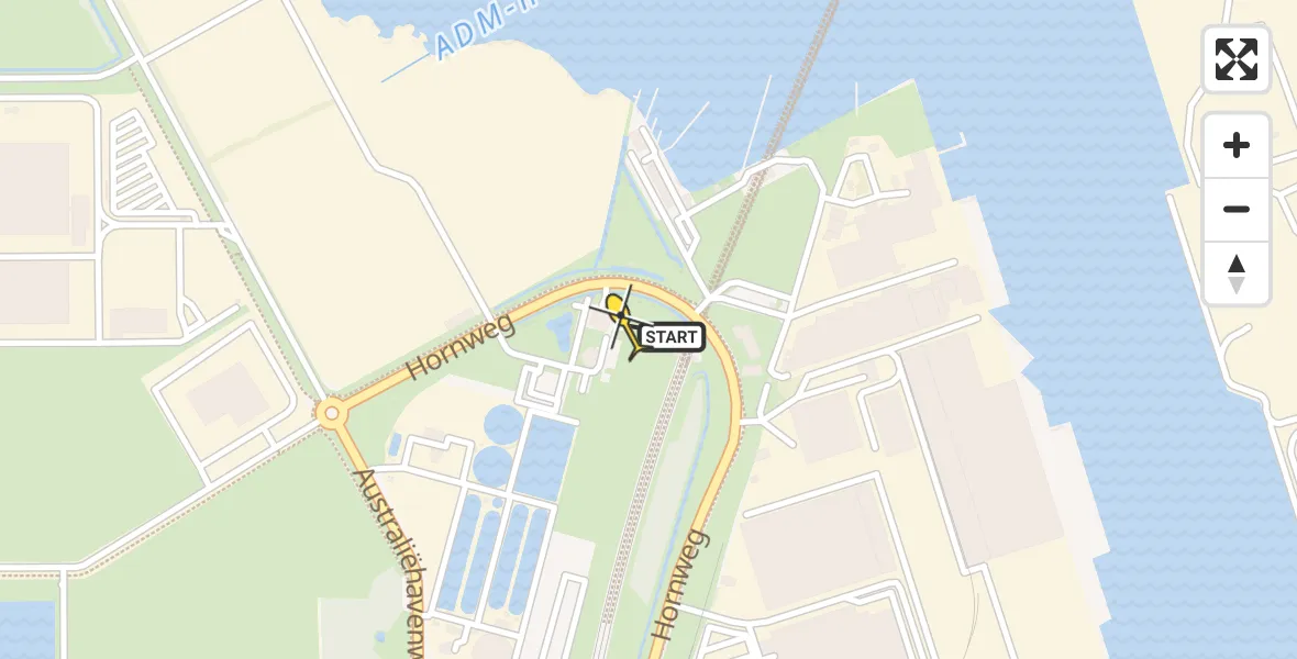 Routekaart van de vlucht: Lifeliner 1 naar Amsterdam Heliport, Hornweg