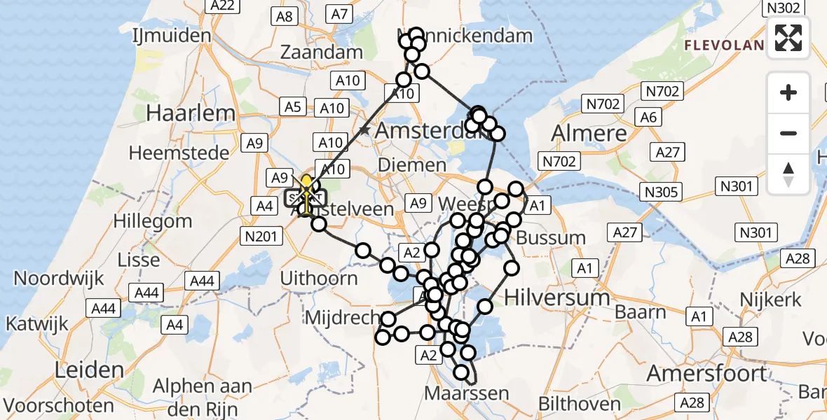 Routekaart van de vlucht: Politieheli naar Schiphol, Van Weerden-Poelmanweg