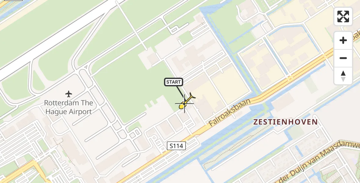 Routekaart van de vlucht: Lifeliner 2 naar Rotterdam The Hague Airport, Brandenburgbaan