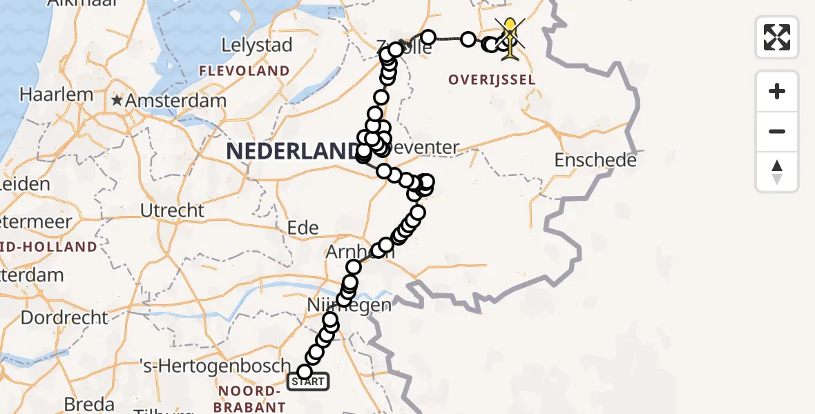 Routekaart van de vlucht: Politiehelikopter naar Stegeren, Landsweg