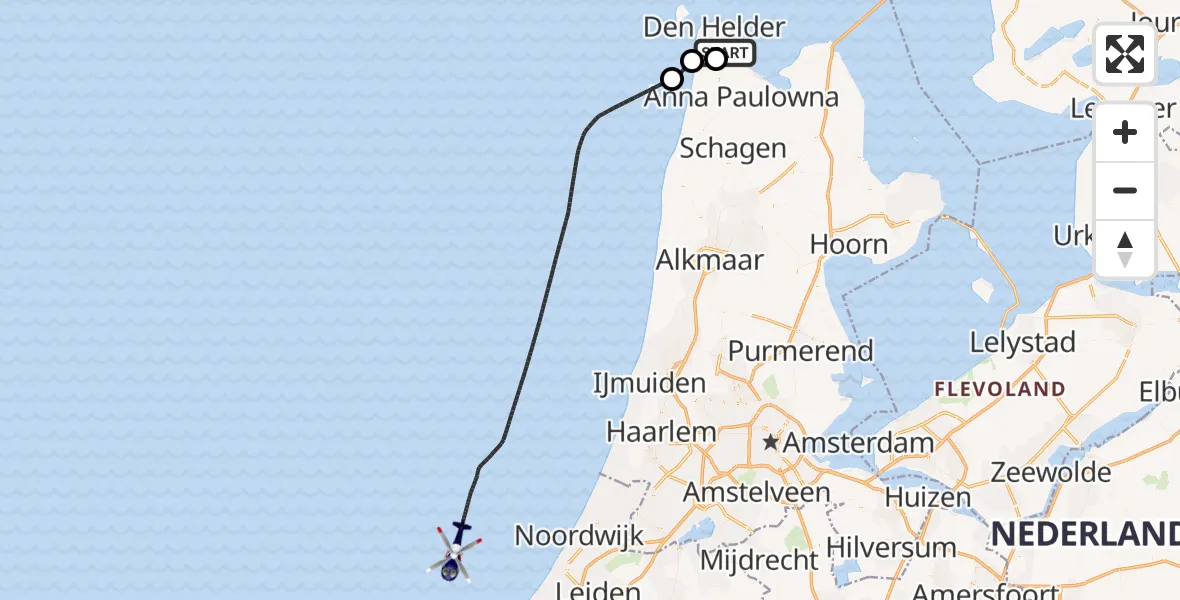 Vluchtroute Politiehelikopter Vliegveld De Kooy - , 04 november 2025, 12:00