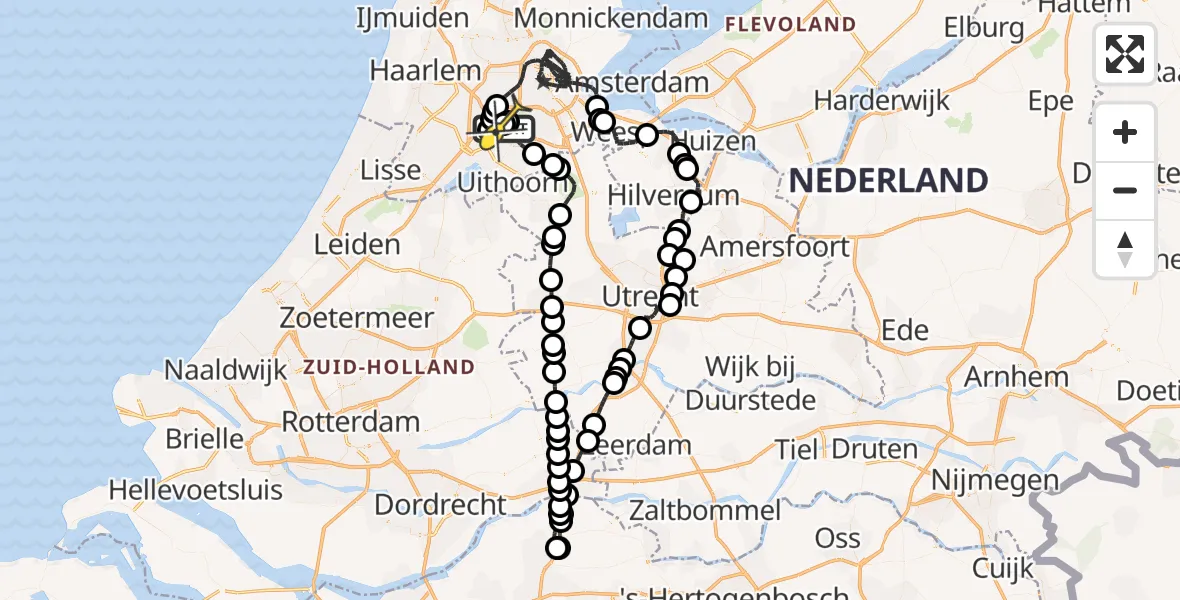 Routekaart van de vlucht: Politieheli naar Schiphol, Kraayveldstraat