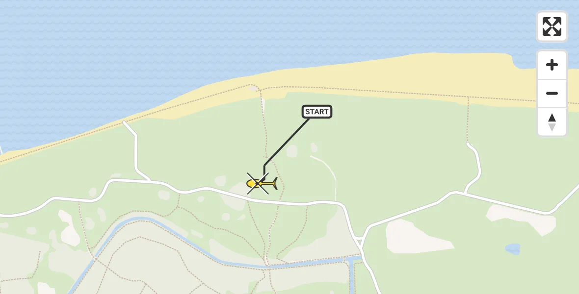 Routekaart van de vlucht: Kustwachthelikopter naar Vrouwenpolder, Strand Vrouwenpolder