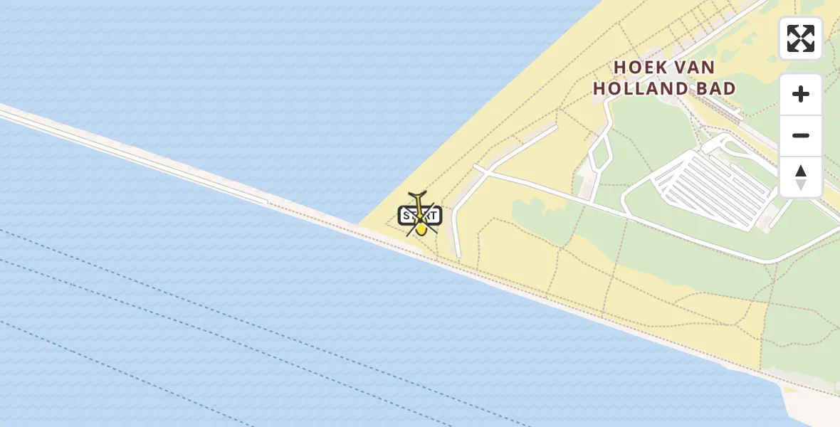 Routekaart van de vlucht: Lifeliner 2 naar Hoek van Holland, Zeekant