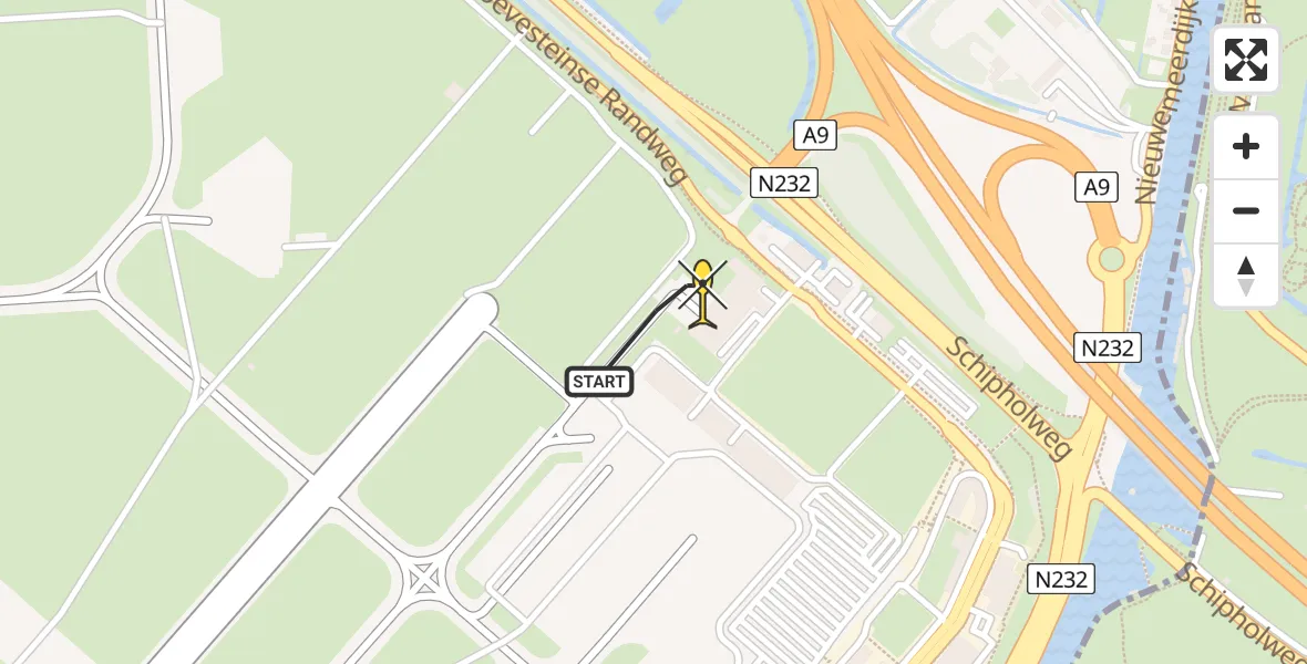 Routekaart van de vlucht: Politieheli naar Schiphol, Walaardt Sacréstraat