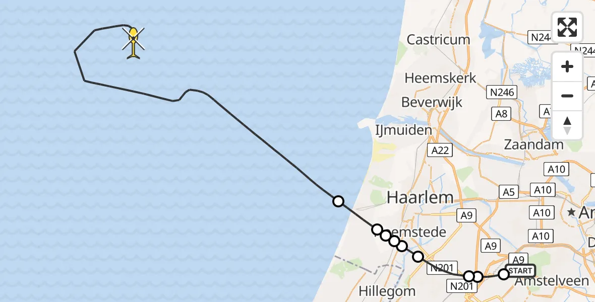 Routekaart van de vlucht: Politieheli naar Ceintuurbaan