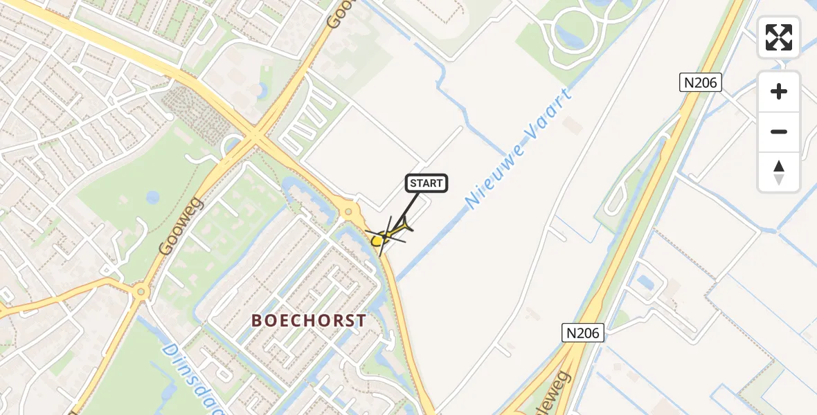 Routekaart van de vlucht: Lifeliner 2 naar Noordwijk, van Berckelweg