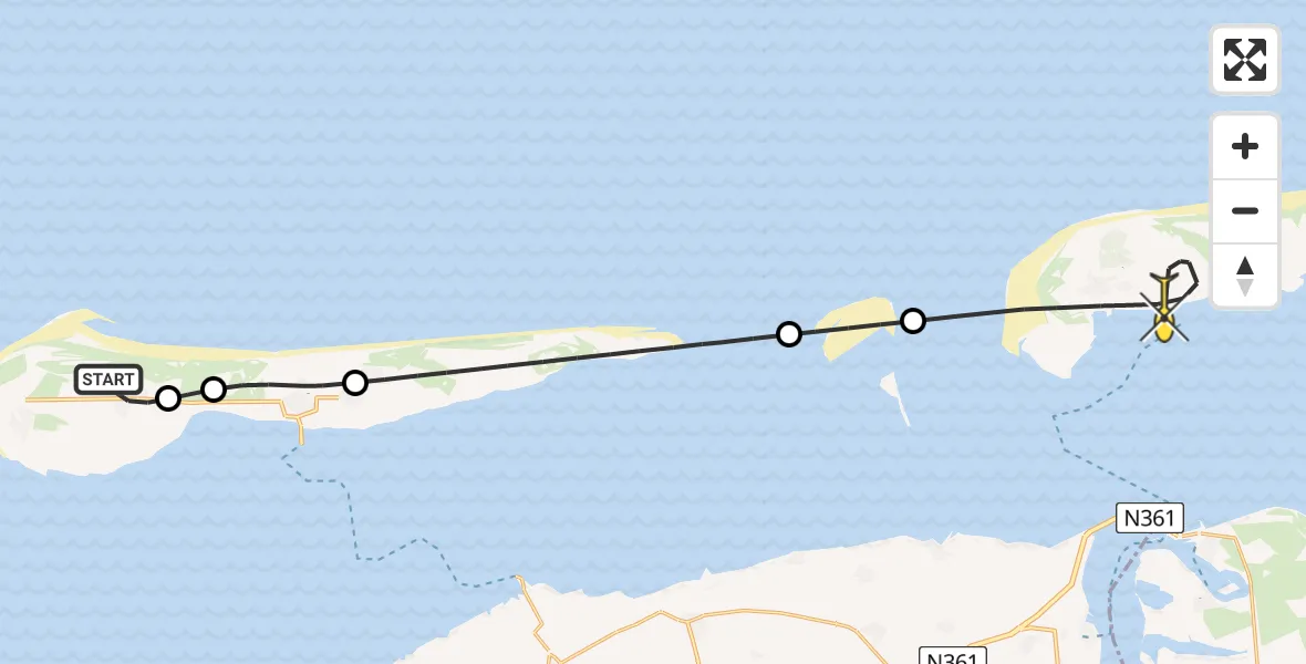 Routekaart van de vlucht: Lifeliner 4 naar Schiermonnikoog, Nesserweg