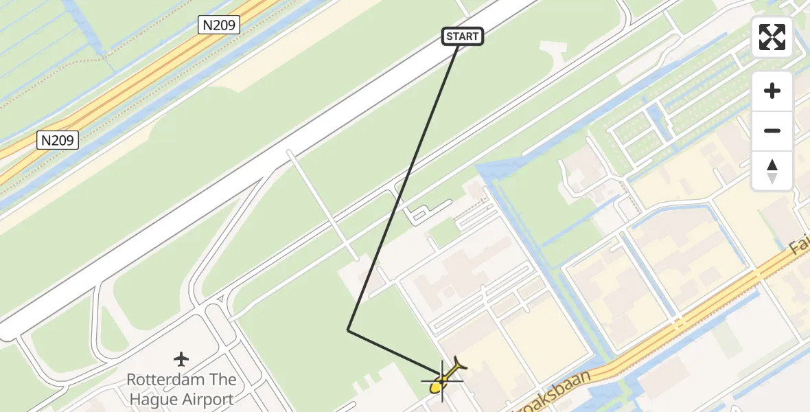 Routekaart van de vlucht: Lifeliner 2 naar Rotterdam The Hague Airport, Brandenburgbaan