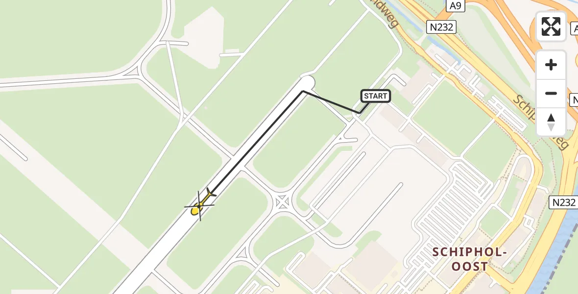 Vluchtroute Politiehelikopter van Schiphol naar Schiphol
