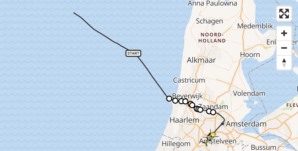 Routekaart van de vlucht: Politieheli naar Schiphol, Thermiekstraat