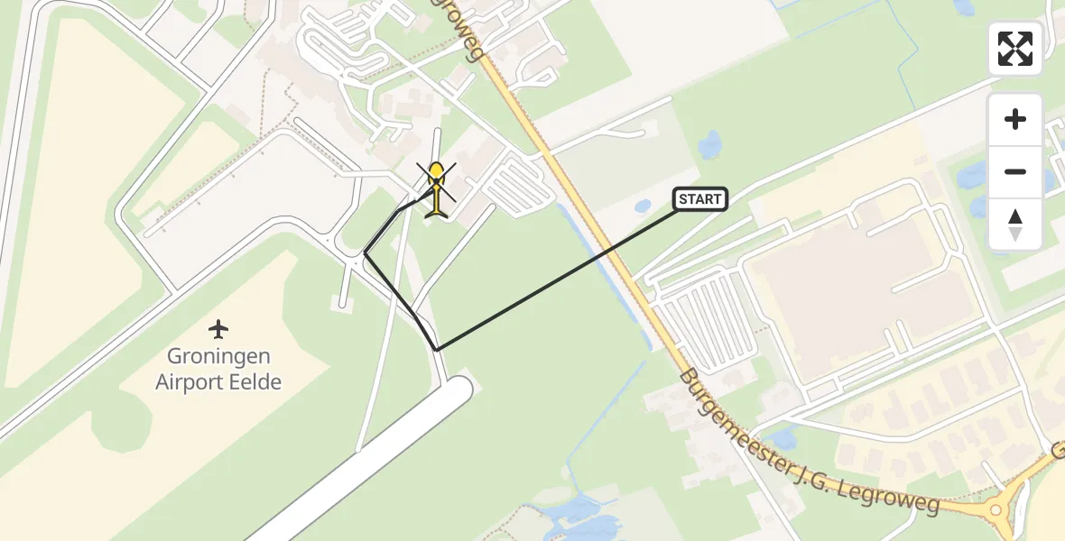Routekaart van de vlucht: Lifeliner 4 naar Groningen Airport Eelde, Machlaan