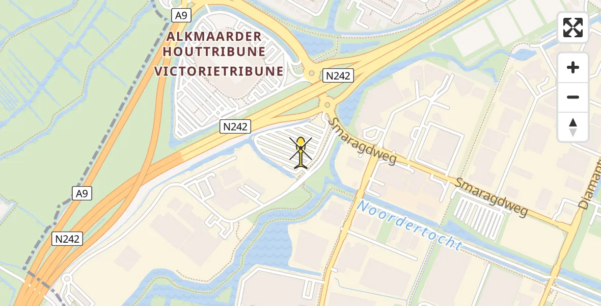 Routekaart van de vlucht: Ambulanceheli naar Alkmaar