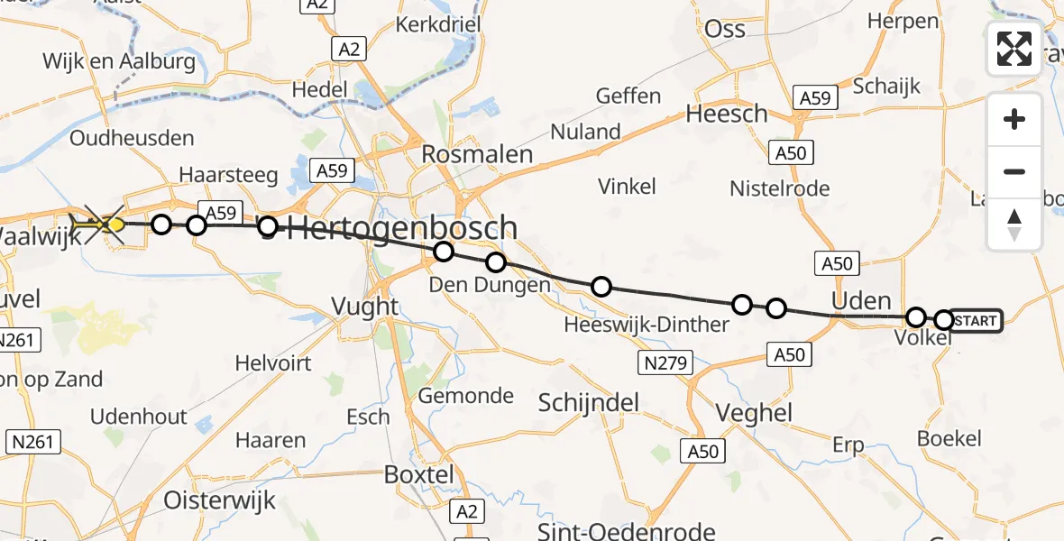 Routekaart van de vlucht: Lifeliner 3 naar Drunen, Zonnepark Hoogveld Zuid
