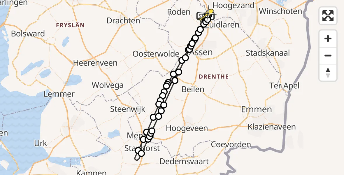 Routekaart van de vlucht: Lifeliner 4 naar Groningen Airport Eelde, Breukenweg