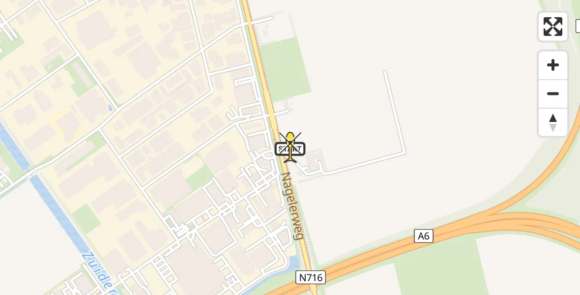 Routekaart van de vlucht: Lifeliner 1 naar Emmeloord, Nagelerweg