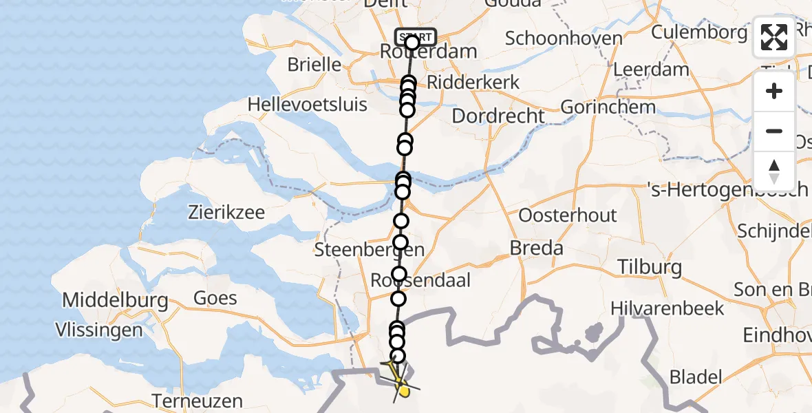 Routekaart van de vlucht: Lifeliner 2 naar Putte, Van der Duijn van Maasdamweg