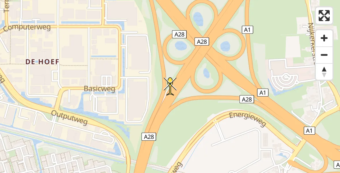 Routekaart van de vlucht: Lifeliner 1 naar Amersfoort