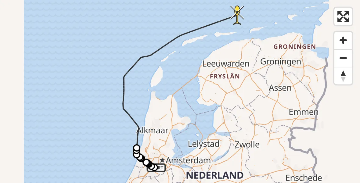 Routekaart van de vlucht: Politieheli naar Loevesteinse Randweg