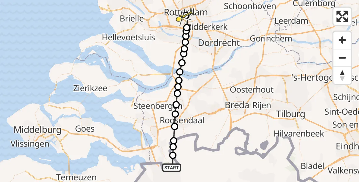 Routekaart van de vlucht: Lifeliner 2 naar Erasmus MC, De Batters
